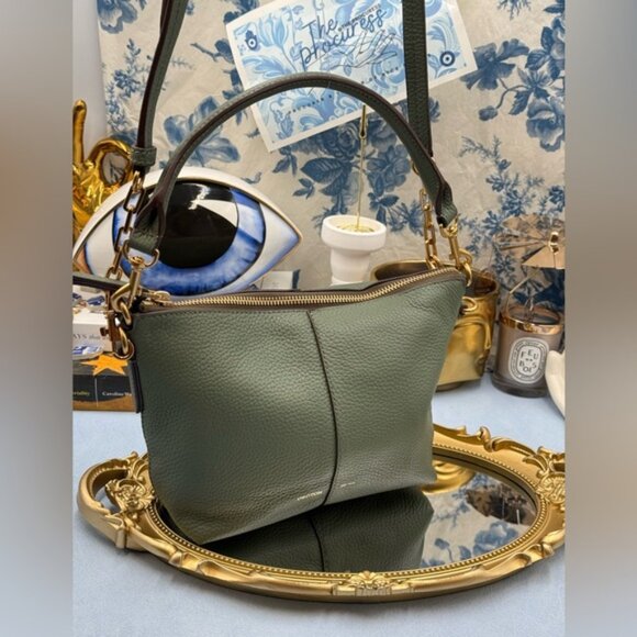 🆕 OROTON 🧿 NWOT Lily Zip Top Leather Crossbody, Olive - Picture 3 of 16